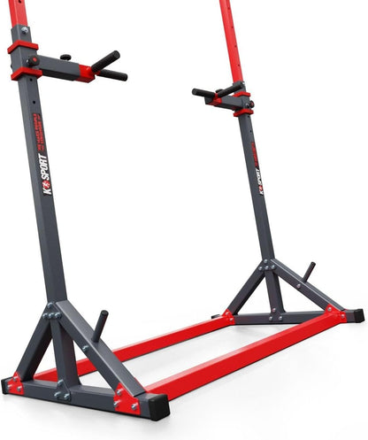 K-Sport: Power Tower + Dip Station con una capacità di carico fino a 140kg I Barra multifunzione trazioni e impugnature per flessioni I Pull up station & Dip Bar per allenamento muscolare incl. E-Book