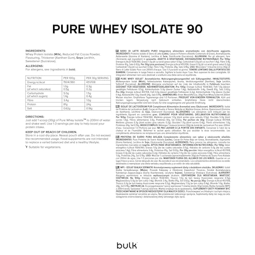 Bulk Whey Protein Isolate, Frullato proteico in polvere, Vaniglia, 1kg, 33 porzioni