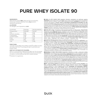 Bulk Whey Protein Isolate, Frullato proteico in polvere, Vaniglia, 1kg, 33 porzioni