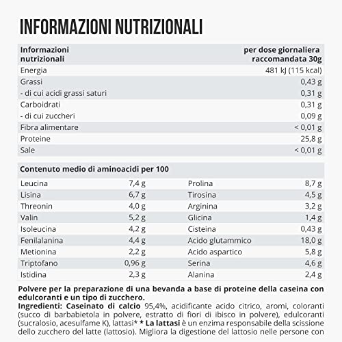 WFN Approved Casein - Neutro - 1 kg - Proteine della caseina con lattasi - Proteina in polvere cremosa - Molto solubile - Prodotto in Germania - Testato in laboratorio esterno