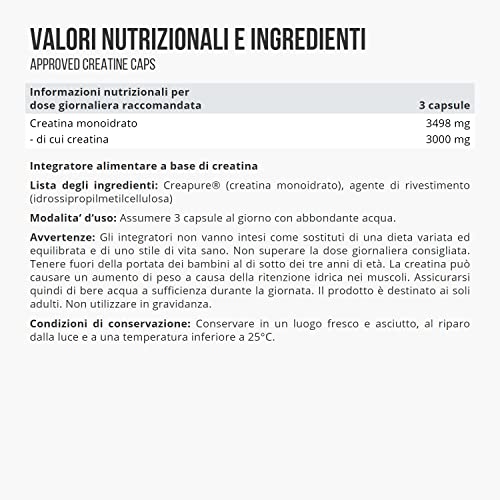 WFN Approved Creatine - Creapure - Neutro - 500 g - Creatina monoidrato - Polvere - Vegano - 146 porzioni - Prodotto in Germania - Testato in laboratorio esterno