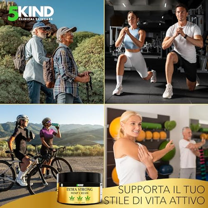 5kind crema canapa extra forte 100 ml - Crema Muscolare Idratante e Ricca Di Estratti Naturali. Calma Piedi, Spalle e Ginocchia