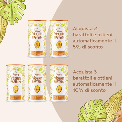 Proteine in Polvere Vegane | Gusto Cioccolato | 21g Proteine | Proteine Vegetali Isolate in Polvere di Pisello, Riso, Girasole e Soia | Massa Muscolare | 1.2kg Vegan Protein Powder | Alpha Foods