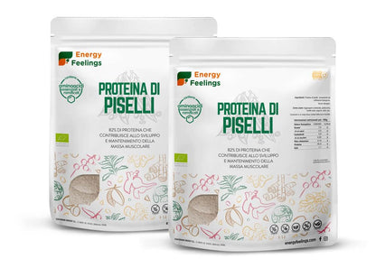 F Energy Feelings Proteine di Piselli in Polvere BIO 1 Kg / 82% Proteine Vegetali/Proteine Vegane Massa Muscolare e Dimagrire/Senza Zuccheri Aggiunti, Lattosio né Glutine