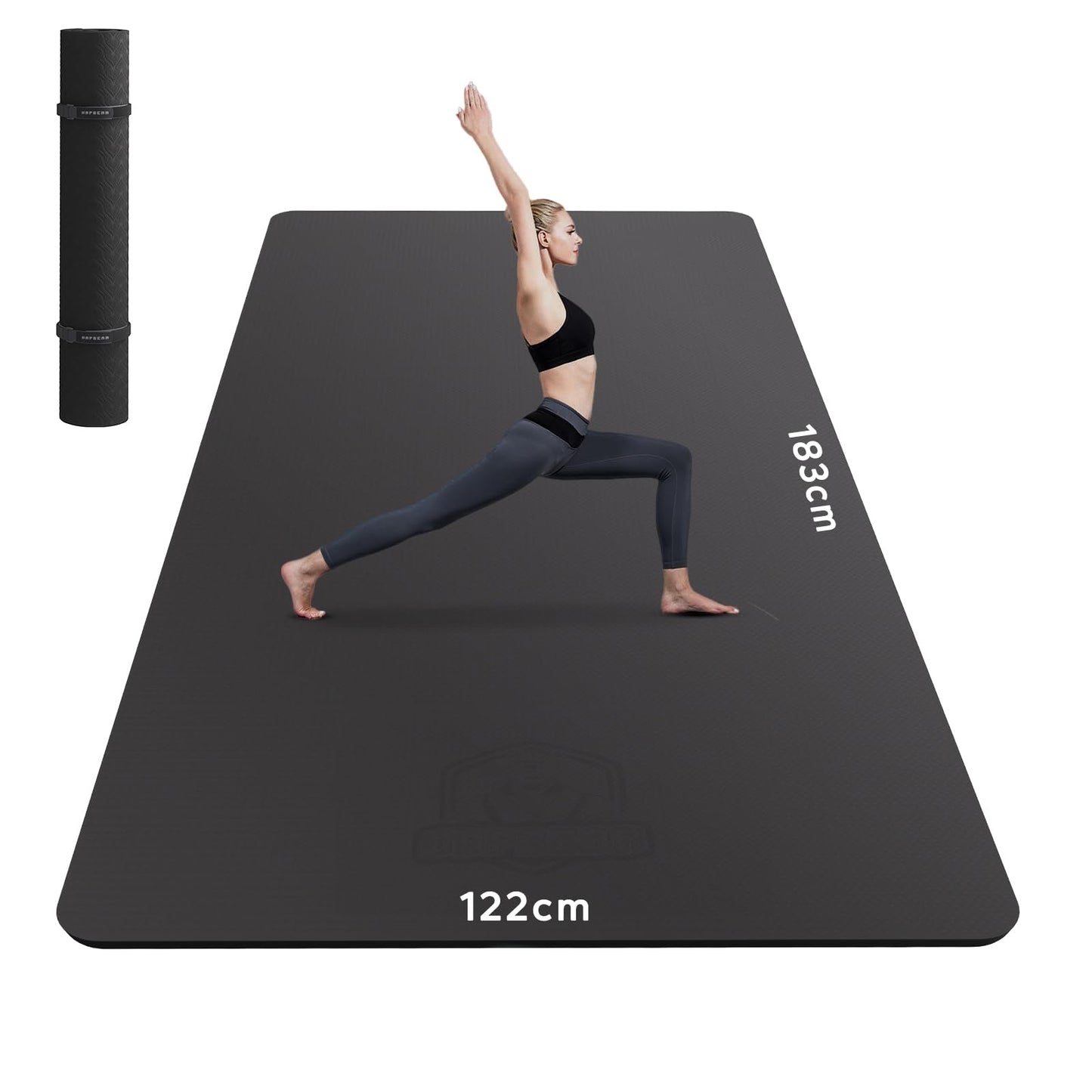 HAPBEAR Tappetino Yoga Grande, 183x122cm /198×137cm×6mm, Antiscivolo Professionale Con Superficie Testurizzata per Yoga, Ginnastica, Allenamento, Pilates