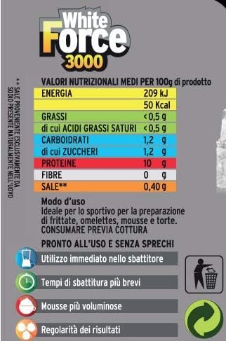 White Force 3000 Albume d'Uovo liquido, Si Conserva a Temperatura Ambiente - 6 Bottiglie da 1 kg