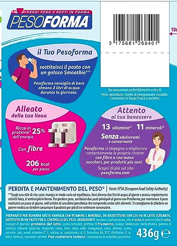 Pesoforma Smoothie Frutti di Bosco, Pasto sostitutivo per il controllo del peso, Smoothie gustoso che aiuta a rimettersi in forma, Ricco in proteine e fibre, Solo 202 calorie, 16 pasti, 436 gr