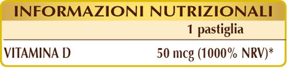 Dr. Giorgini Integratore Alimentare, Vitamina D Pura Pastiglie, 60 Unità, 50 mcg