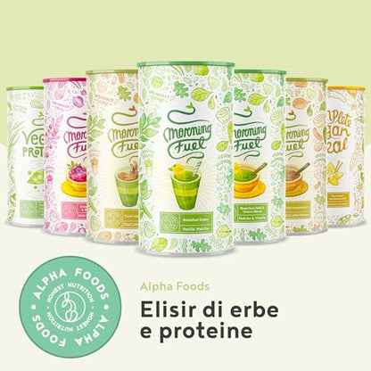 Frullato Proteico | Matcha alla Vaniglia | 600g proteine in polvere | pasto sostitutivo vegano, ricco di vitamine e nutrienti | ideale per colazioni sane | Energia a lungo rilascio | Alpha Foods