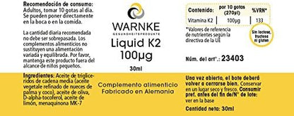 Vitamina K2 olio - mk7 100mcg - 10 gocce - 30ml - Menachinone MK-7 | Warnke Vitalstoffe - Qualità da farmacia tedesca