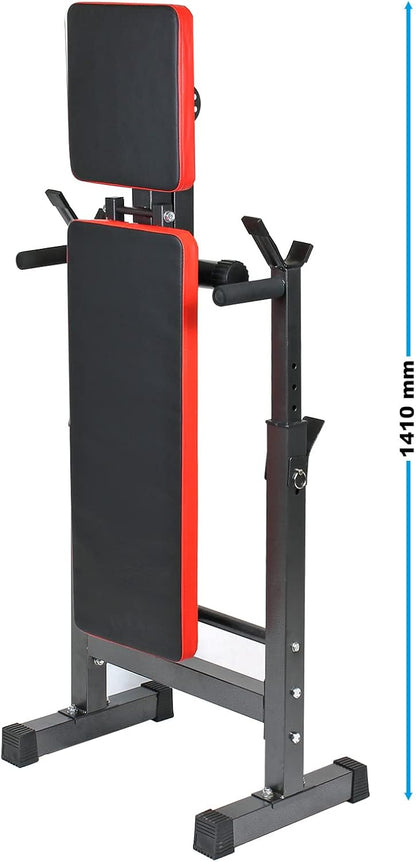 Wiltec Panca per Pesi Pieghevole per Max 230kg Panca Fitness 2in1 inclinata e Piana Porta bilanciere