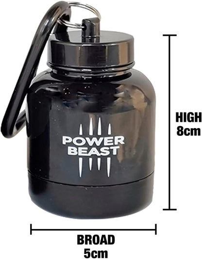 POWER BEAST 2X Porta Proteine in Polvere, Contenitore e Imbuto Portatile per Proteine e Altri Integratori, per Palestra, Fitness, Cross Training, Sollevamento Pesi, 2 Unitá.