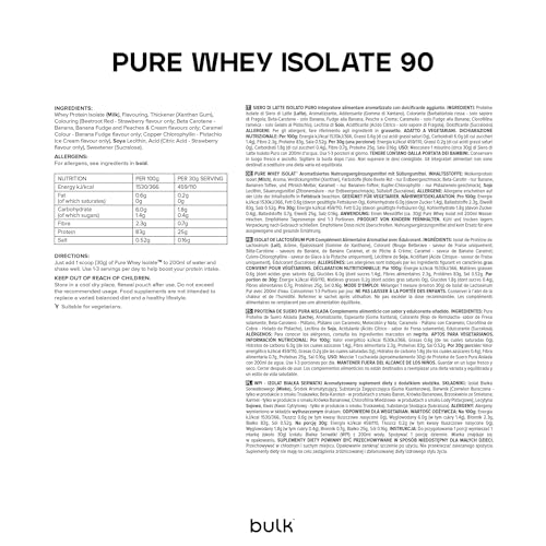 Bulk Whey Protein Isolate, Frullato proteico in polvere, Vaniglia, 1kg, 33 porzioni