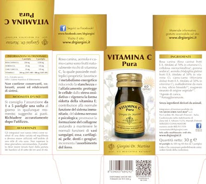 Dr. Giorgini Integratore Alimentare, Vitamina C Pura Pastiglie, 180 Unità, 90 Grammi