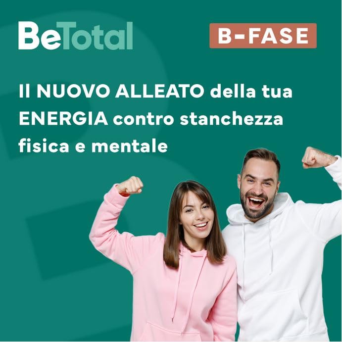 Be-Total B-Fase Integratore Alimentare con Biotina, Vitamina B, Rodiola Rosea e Teobroma Cacao per un sostegno Rapido e Prolungato alla tua Energia, 20 compresse doppio strato