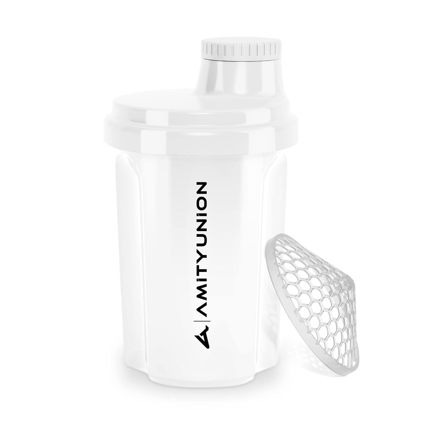 AMITYUNION Shaker per proteine 300 ml Heaven a prova di perdite, senza BPA con setaccio cliccabile e scala per frullati cremosi di siero di latte, shaker per proteine, originale in Fumo nero