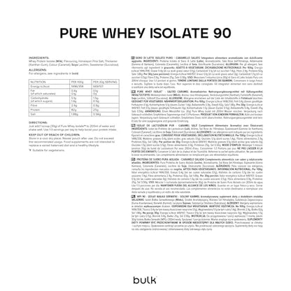 Bulk Whey Protein Isolate, Frullato proteico in polvere, Vaniglia, 1kg, 33 porzioni