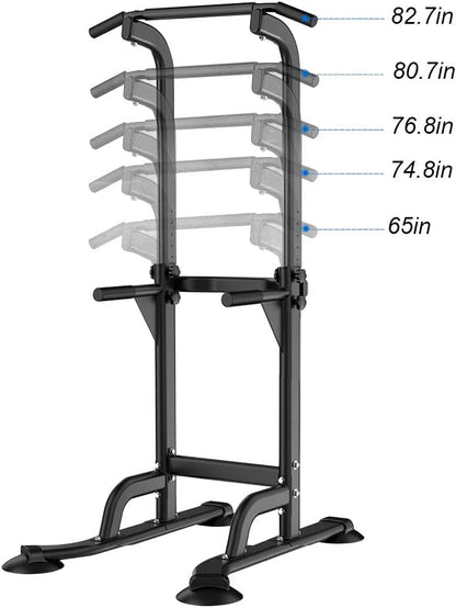 SogesHome Power Tower Stazione Multifunzionale Professionale Barra per Esercizi a Torre per Esercizi di Allenamento a casa e Palestra 75 x 82 x 165-210 cm