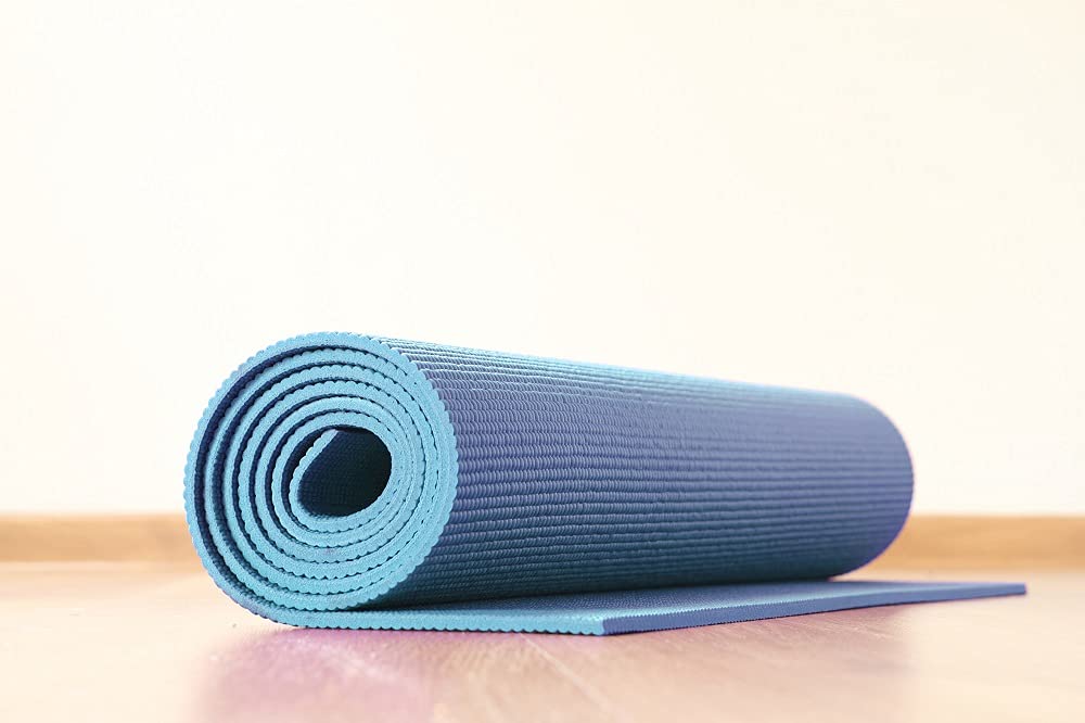 Tappetino Yoga Fitness Ginnastica Tappeto Palestra Antiscivolo Arrotolabile 61 x 173 Cm Pilates Workout - Blu