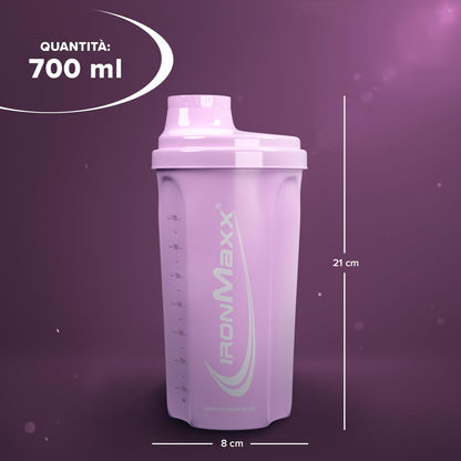 IronMaxx Protein Shaker - Blu/Grigio 700ml |Shaker Proteico con Tappo a Vite, Setaccio & Scala Graduata |a prova di perdite, lavabile in lavastoviglie & privo di plastificanti BPA e DEHP