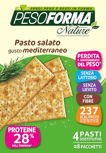 Pesoforma Nature Cracker Pasto Mediterraneo, 4 Pasti Sostitutivi Dimagranti, 100% Vegetale, 8 X 30 G