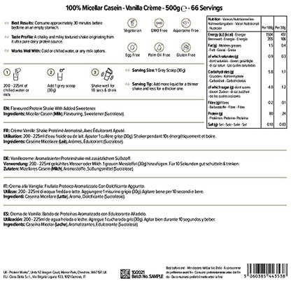 Caseina Micellare 100% Proteine In Polvere THE PROTEIN WORKS | Frullato Proteico A Rilascio Lento | Aminoacidi | Supporta Il Recupero | Panna & Fragole, 500 g