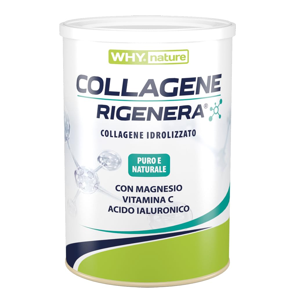 WHY NATURE COLLAGENE RIGENERA - Collagene Idrolizzato Puro e Naturale - Con Magnesio, Vitamina C e Acido Ialuronico - Gusto Neutro - 330gr