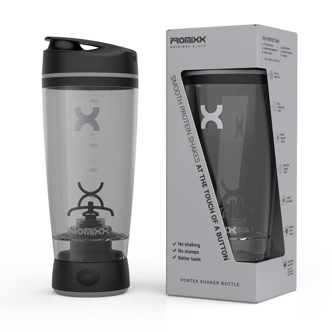 Promixx Bottiglia Originale Shaker - Alimentato a Batteria per Frullati di Proteine Lisci - Senza BPA, Tazza da 600ml (Bianco)