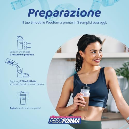 PESOFORMA CHOCO SMOOTHIE, Pasto Sostitutivo per il Controllo del Peso, Smoothie Gustoso che Aiuta a Rimettersi in Forma, Ricco in Proteine e Fibre, Solo 205 Calorie, 20 pasti, 540 gr