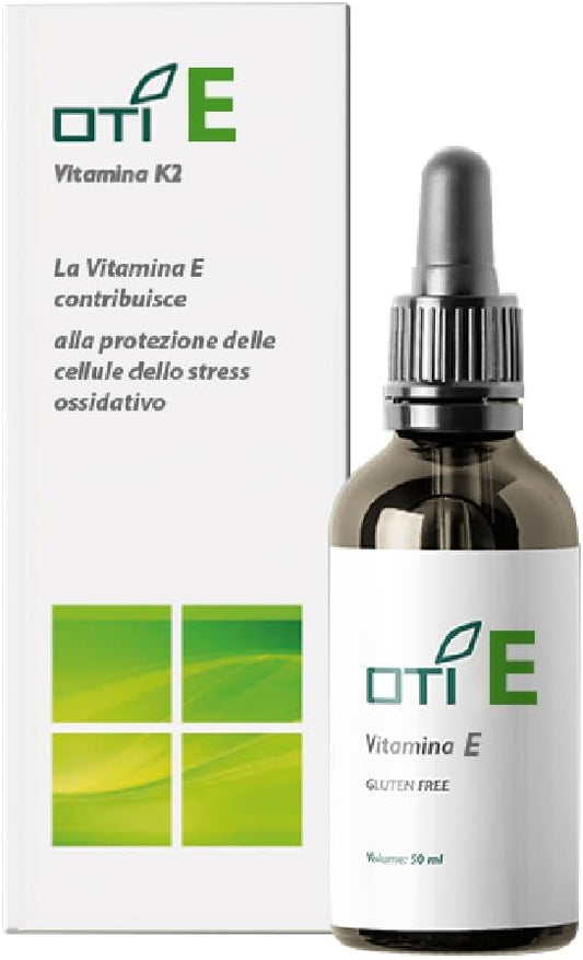 Vitamina E - Integratore Alimentare Naturale OTI a Base di Vitamina E - con Olio di Semi di Girasole e Vitamina K - Formato in Gocce da 50 ml. - Made in Italy