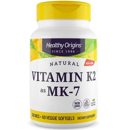 Healthy Origins, Vitamina K2 come MK7, 100mcg per dose giornaliera, 180 Capsule, Testato in Laboratorio, Altamente Dosato, Senza Glutine, Senza Soia, non OGM, Vitamina K