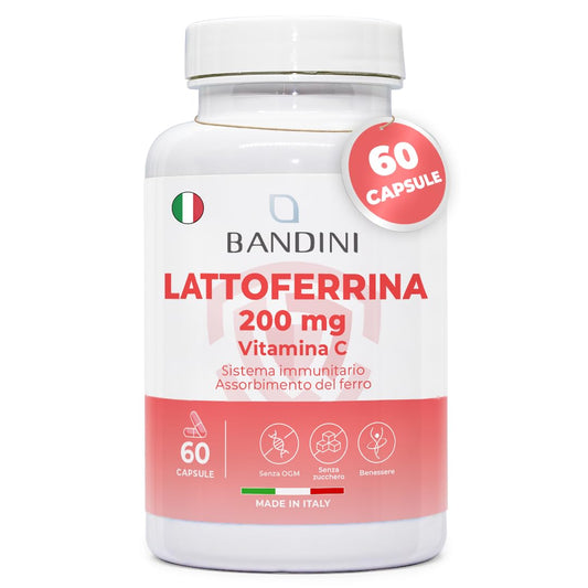 Bandini® LATTOFERRINA 200 Immuno - 200 MG di Lactoferrina per CAPSULA (60 capsule) – Integratore alimentare ad alto dosaggio con Vitamina C - Antiossidante naturale per il Sistema Immunitario