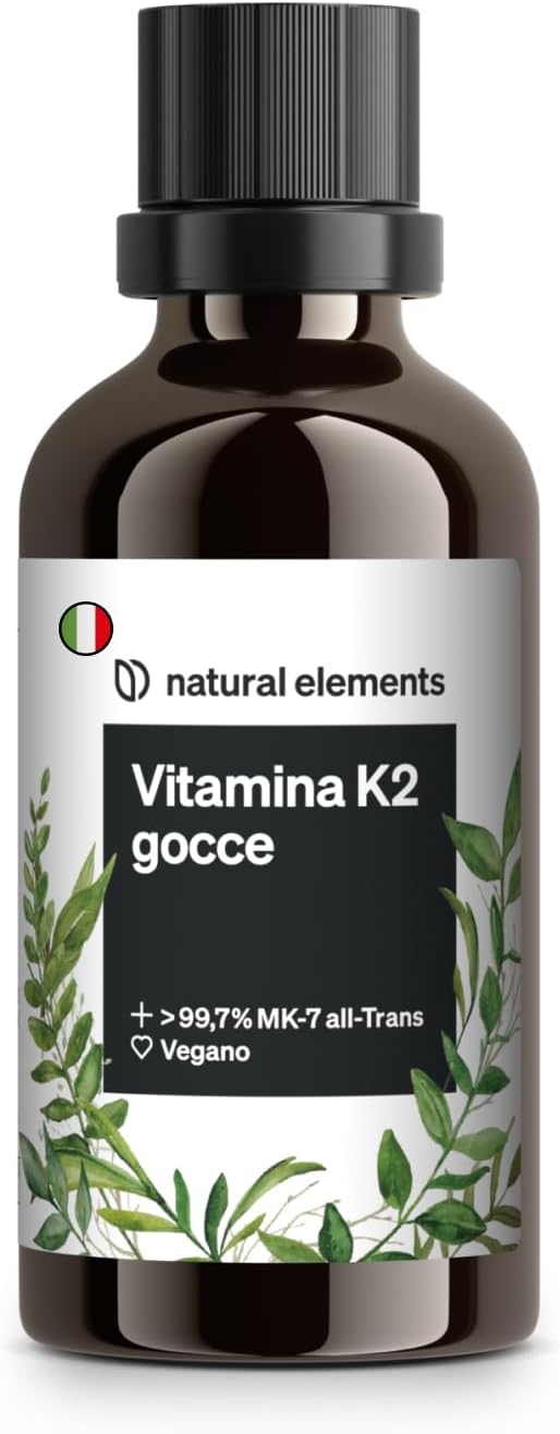 Vitamina K2 MK-7 – 1700 gocce (50 ml) – In forma all-trans 99,7% (K2VITAL® di Kappa) – 200 µg – natural elements – Testata in laboratorio, vegana, alto dosaggio