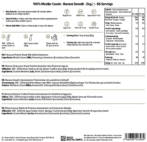 Caseina Micellare 100% Proteine In Polvere THE PROTEIN WORKS | Frullato Proteico A Rilascio Lento | Aminoacidi | Supporta Il Recupero | Panna & Fragole, 500 g