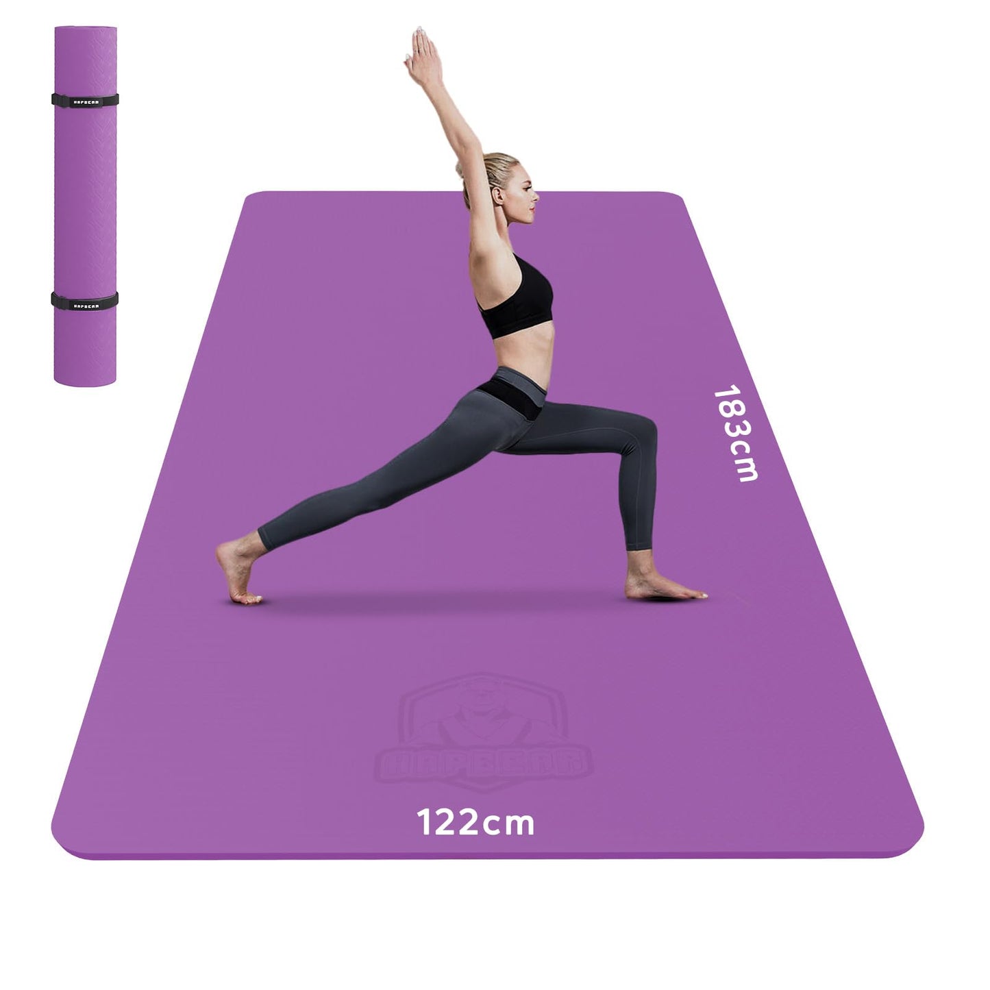 HAPBEAR Tappetino Yoga Grande, 183x122cm /198×137cm×6mm, Antiscivolo Professionale Con Superficie Testurizzata per Yoga, Ginnastica, Allenamento, Pilates