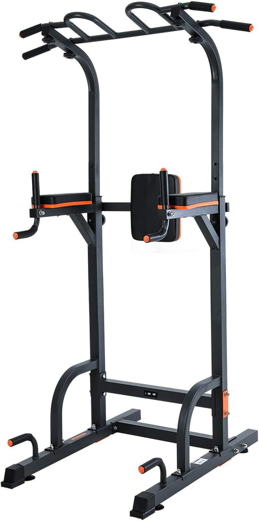 ISE Power Tower Multifunzione, Altezza Regolabile 192-228cm, Dip Station, Sbarra Sollevamento, Impugnature per Flessioni, Sbarra Trazioni Workout Dip Station per Dips,Chin Up,Allenarsi a Casa