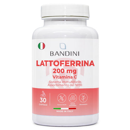 Bandini® LATTOFERRINA 200 Immuno - 200 MG di Lactoferrina per CAPSULA (60 capsule) – Integratore alimentare ad alto dosaggio con Vitamina C - Antiossidante naturale per il Sistema Immunitario