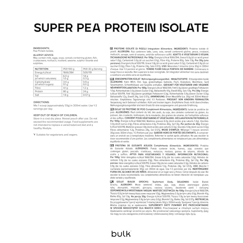 Bulk Proteine isolate di piselli, Frullato proteico vegano, Noce di cocco, 1kg, 33 porzioni