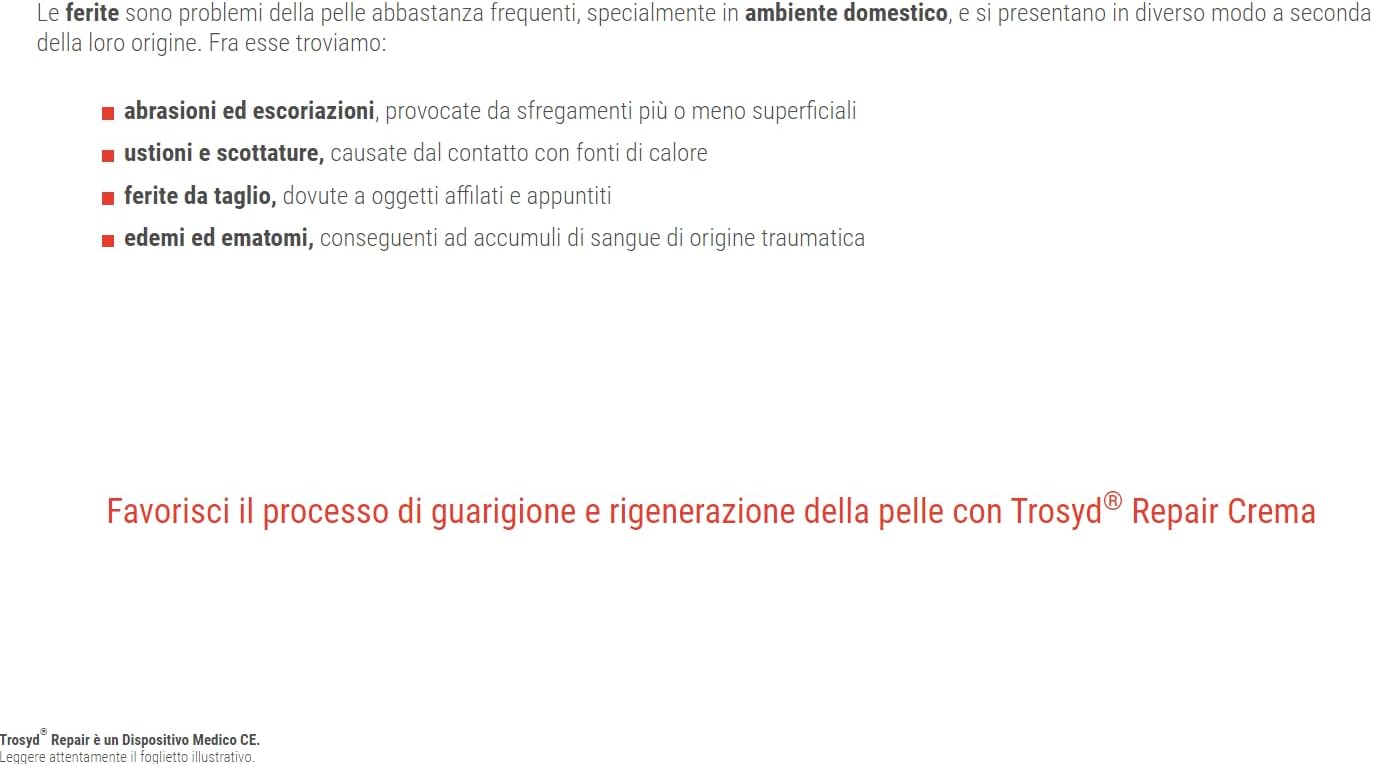 GIULIANI Trosyd Repair 25g - Crema per Ferite, Ustioni, Abrasioni ed Ustioni.