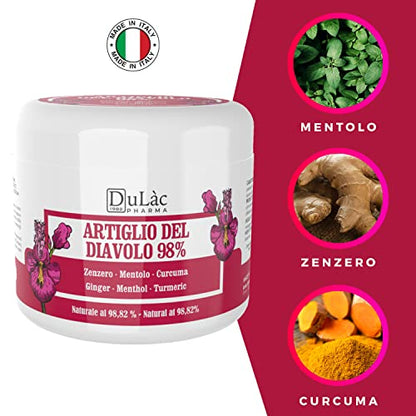 Dulàc - Crema Artiglio Del Diavolo Extra Forte 500 ml, 98% Artiglio del Diavolo Arricchito con Mentolo, Pomata Naturale per Fastidi Muscolari e Articolari Ricorrenti