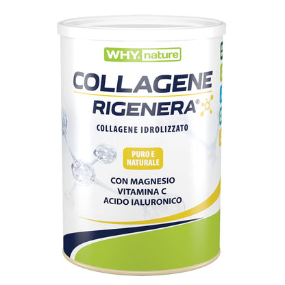 WHY NATURE COLLAGENE RIGENERA - Collagene Idrolizzato Puro e Naturale - Con Magnesio, Vitamina C e Acido Ialuronico - Gusto Neutro - 330gr