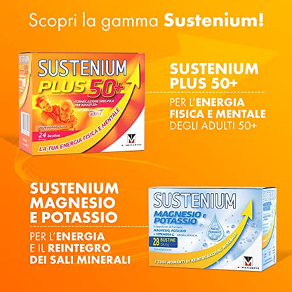 Sustenium Plus - lntegratore energizzante a base di uno specifico complesso di aminoacidi, vitamine e minerali. Per la tua energia fisica e mentale. Confezione da 22 bustine