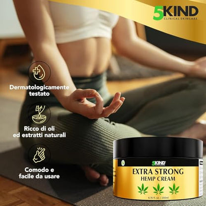 5kind crema canapa extra forte 100 ml - Crema Muscolare Idratante e Ricca Di Estratti Naturali. Calma Piedi, Spalle e Ginocchia