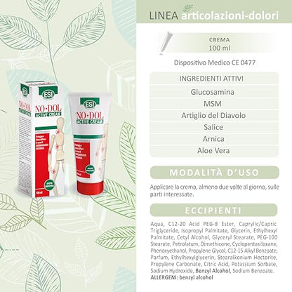 ESI - No-Dol Artiglio del Diavolo Gel, ad Alta Concentrazione, Azione Rinfrescante, Allevia Fastidi Muscolari e Contratture, Clinicamente Testato, Senza Coloranti e Parabeni, 100 ml