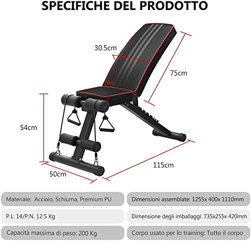 YOLEO YOLEO Panca Palestra , Panca Pesi Multifunzione per Tutto Il Corpo e Allenamento a Casa e in Palestra, Panca Pesi