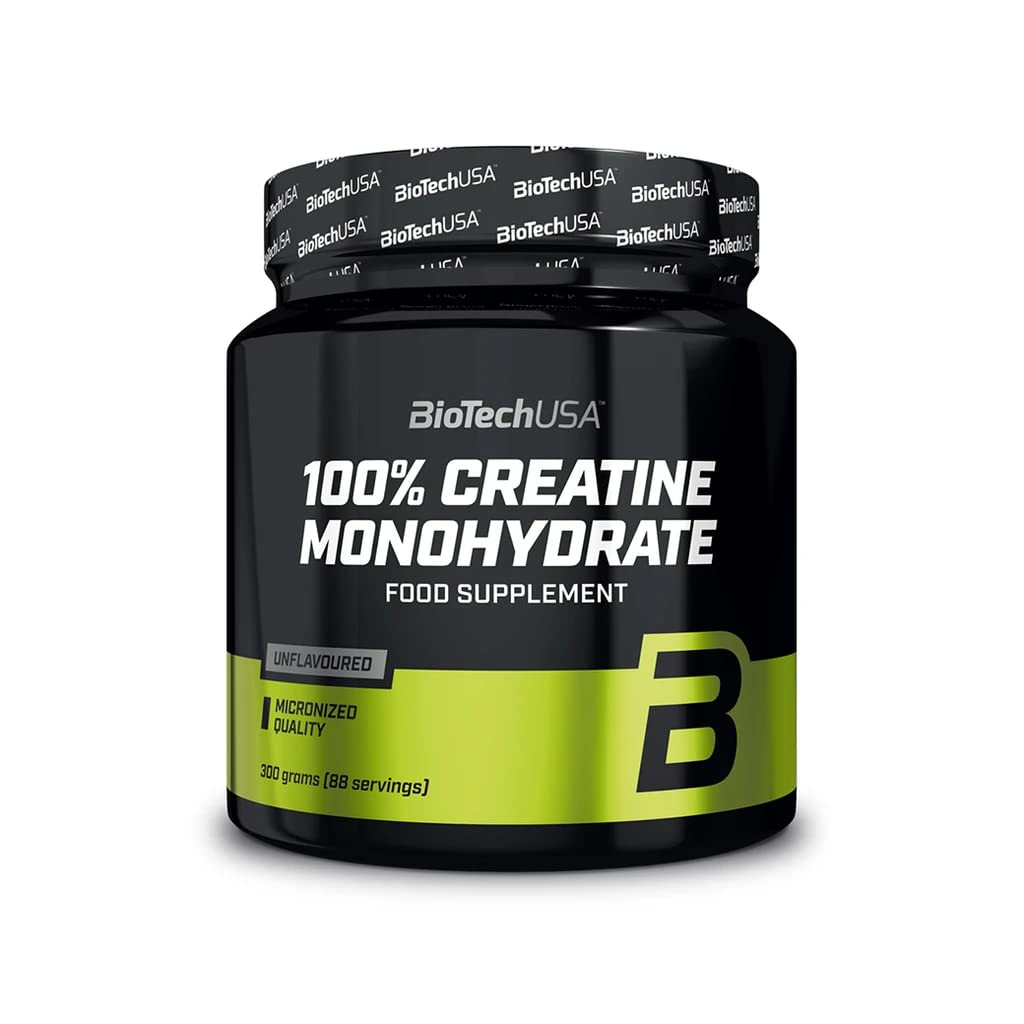 BioTechUSA 100% Creatine Monohydrate | Creatina di grado farmaceutico | Micronizzata | Vegan | Senza glutine, confezione classica a contenitore in plastica, 500 g