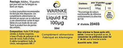 Vitamina K2 olio - mk7 100mcg - 10 gocce - 30ml - Menachinone MK-7 | Warnke Vitalstoffe - Qualità da farmacia tedesca