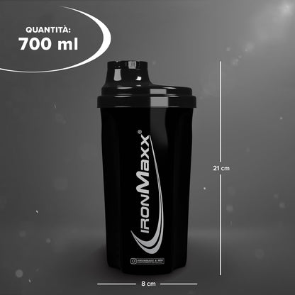 IronMaxx Protein Shaker - Blu/Grigio 700ml |Shaker Proteico con Tappo a Vite, Setaccio & Scala Graduata |a prova di perdite, lavabile in lavastoviglie & privo di plastificanti BPA e DEHP