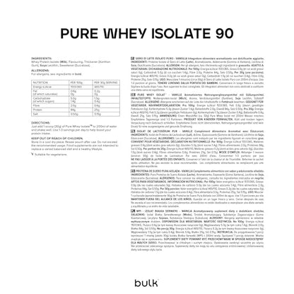 Bulk Whey Protein Isolate, Frullato proteico in polvere, Vaniglia, 1kg, 33 porzioni