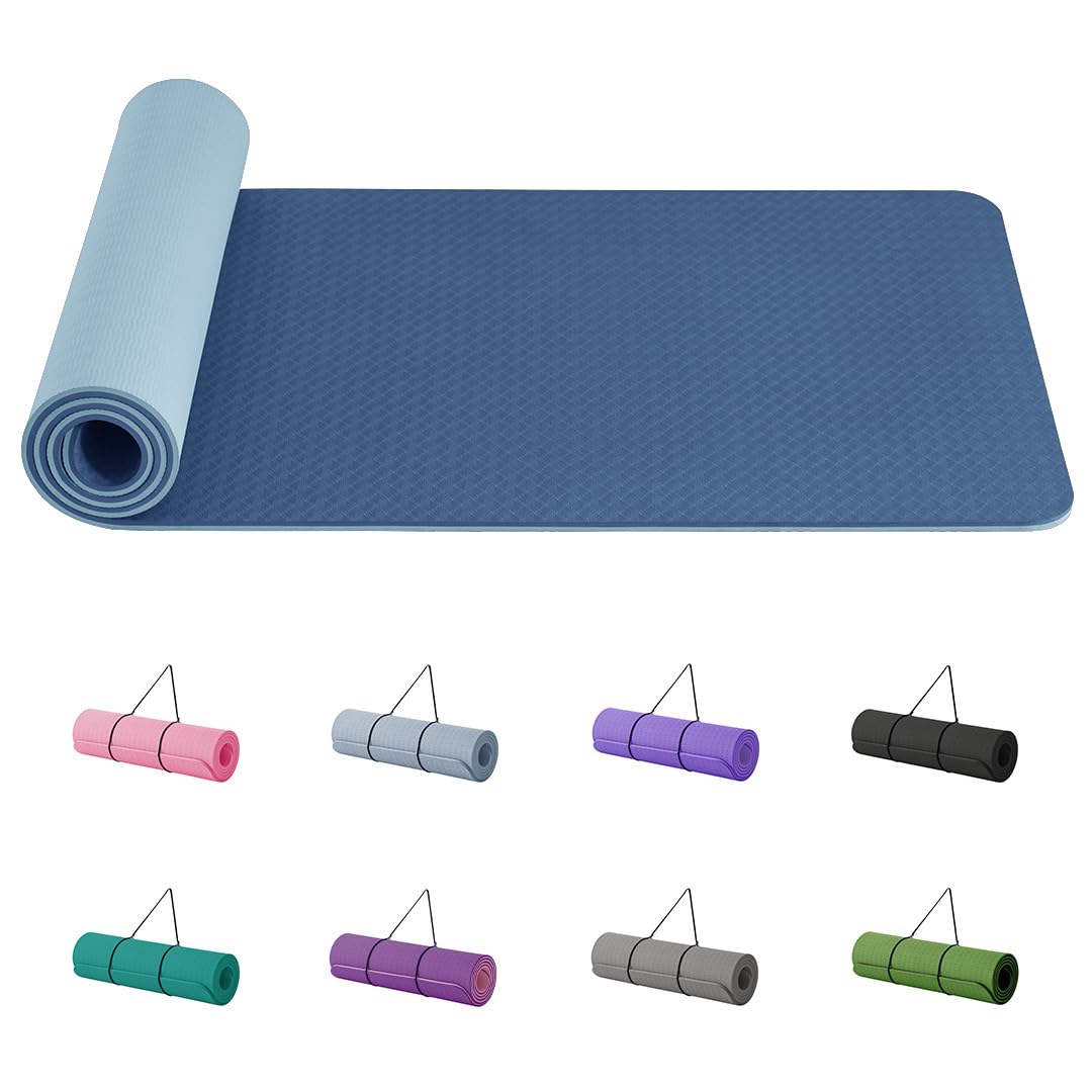 Good Nite Tappetini da Yoga da Donna Antiscivolo Con Superficie Testurizzata, Spessore 6 Mm, Con Cinghia Per Il Trasporto, Tappetino per Yoga, Pilates, Ginnastica (183 * 61 * 0,6 Cm)